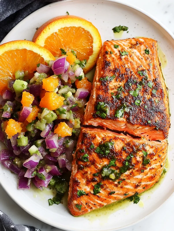 chipotle salmon with orange salsa and aji verde recipe - Image 1
