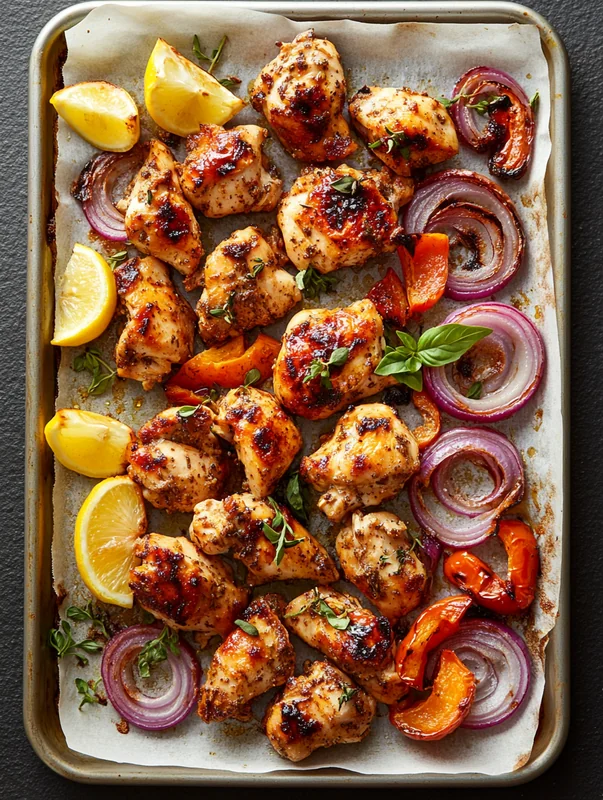 Crispy roasted chickpeas with spices on a sheet pan