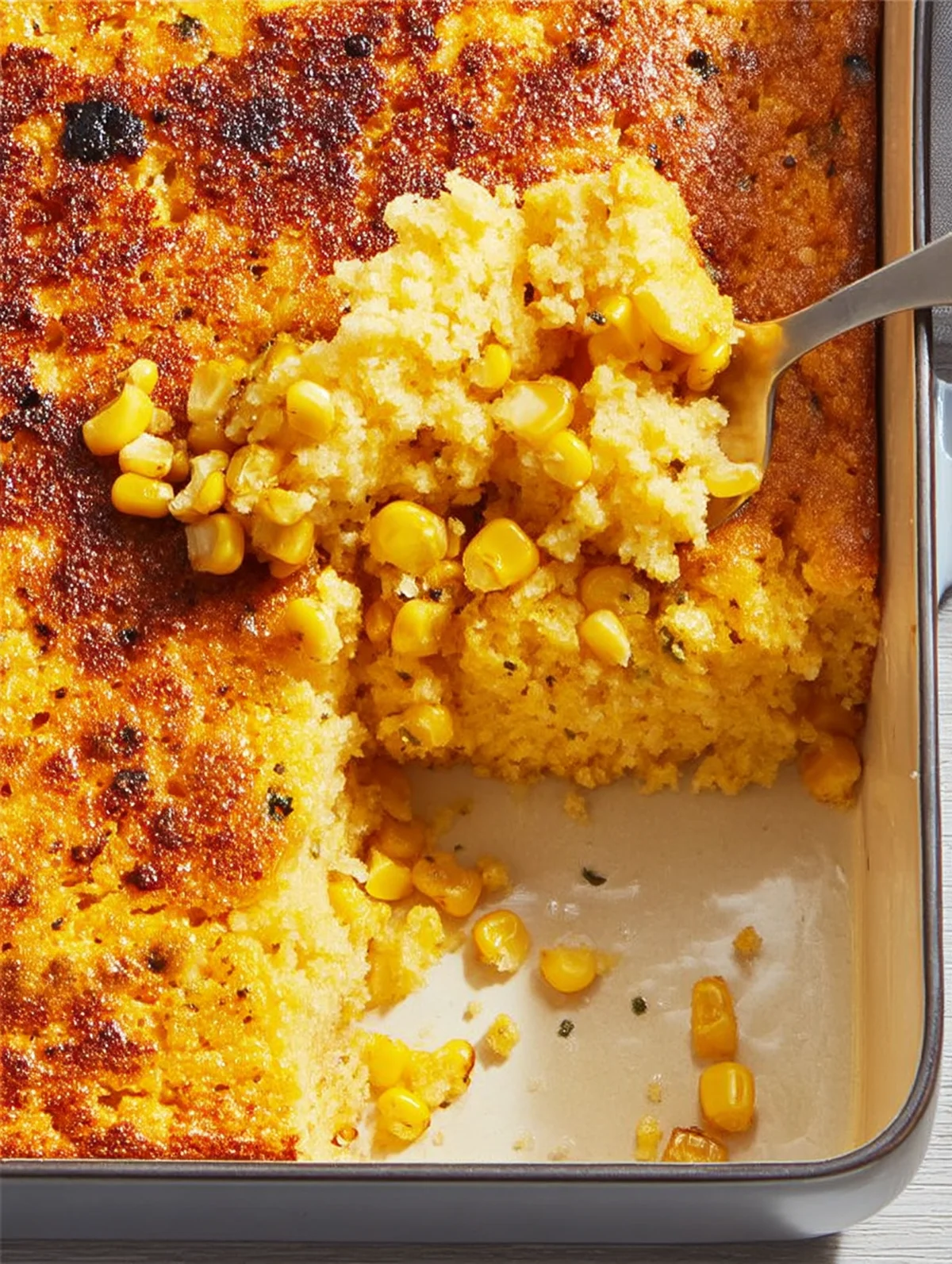 Corn casserole recipe ingredients arranged for mise en place