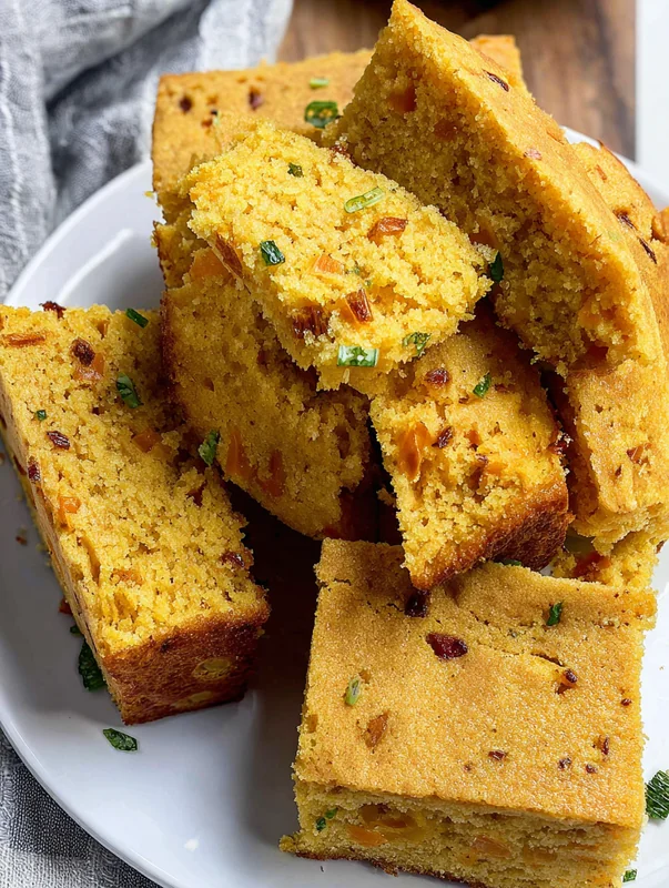 Crawfish Cornbread Sliced