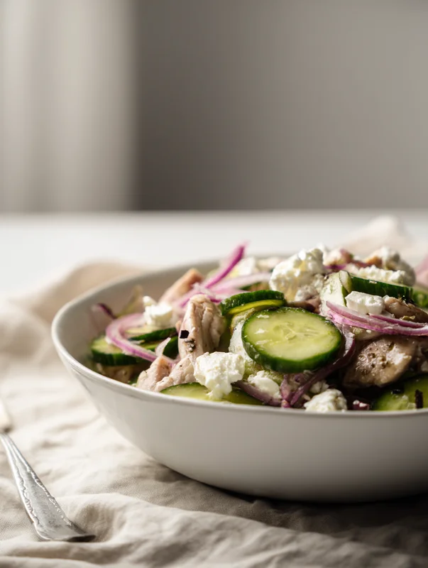 Cucumber Feta Chicken Salad Bowl