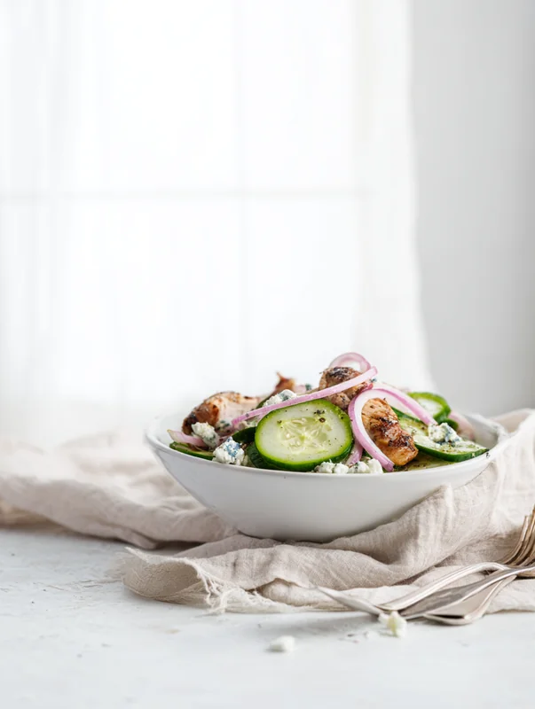 Cucumber Feta Chicken Salad Plated