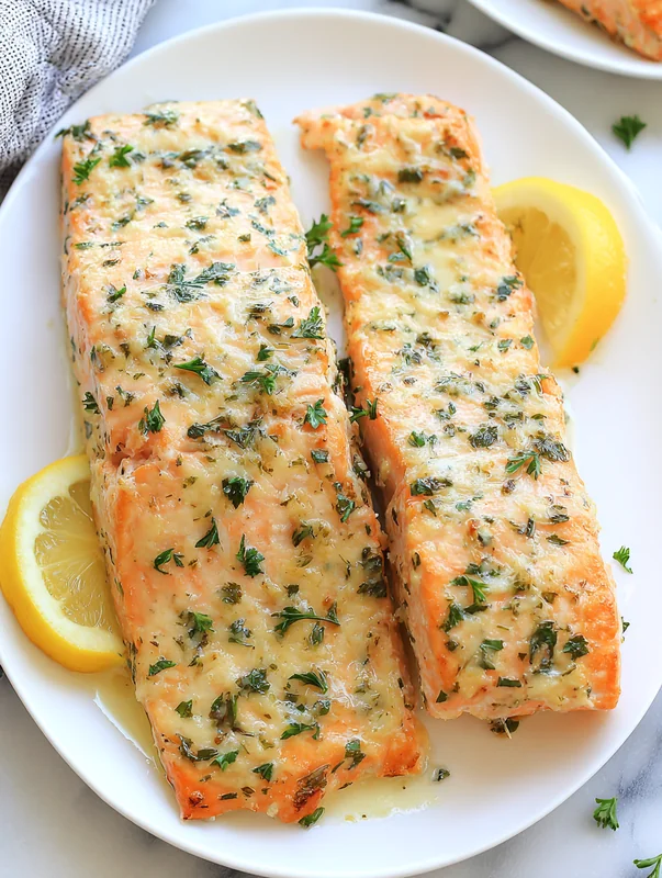 Lemon Butter Garlic Salmon in Pan