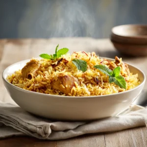 Halal Chicken Biryani Recipe — close-up showing texture and color