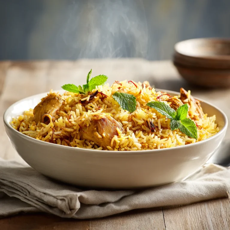 Halal Chicken Biryani Recipe — close-up showing texture and color