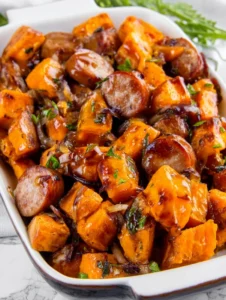 sausage and sweet potatoes with honey garlic sauce recipe - Image 1