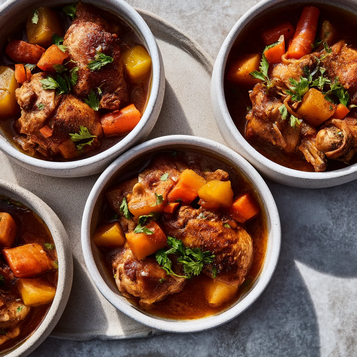 Slow cooker chicken breast recipe with six spices mixed in a small bowl for seasoning