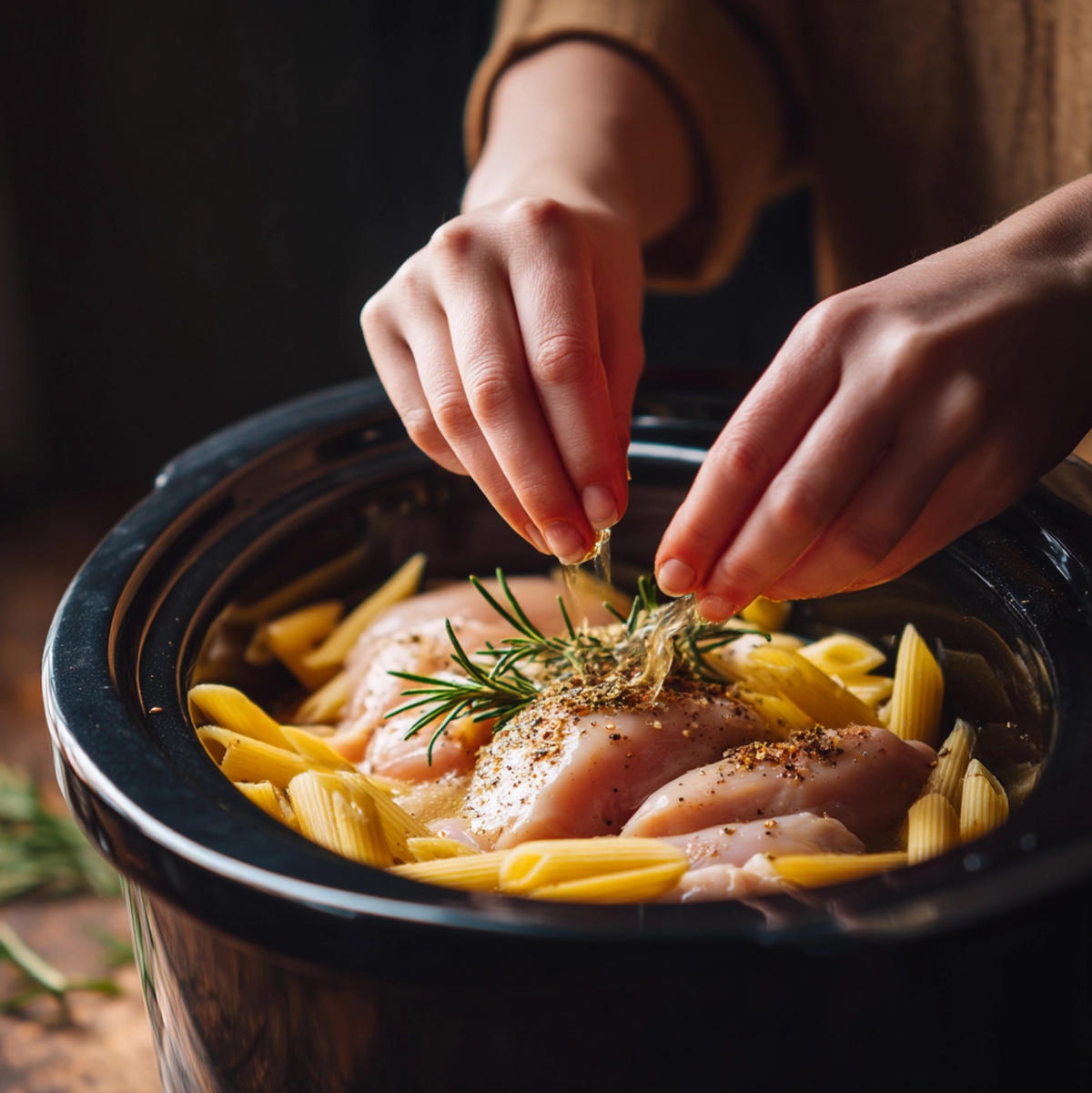 Chef Lucía's hands preparing ingredients — behind the scenes at FrutaMeal recipe testing